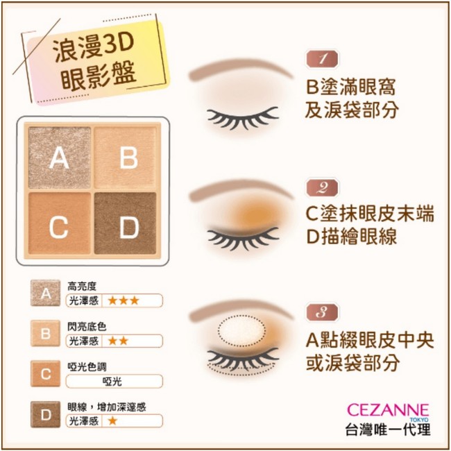 CEZANNE 浪漫3D眼影盤 (2022 全新上市)